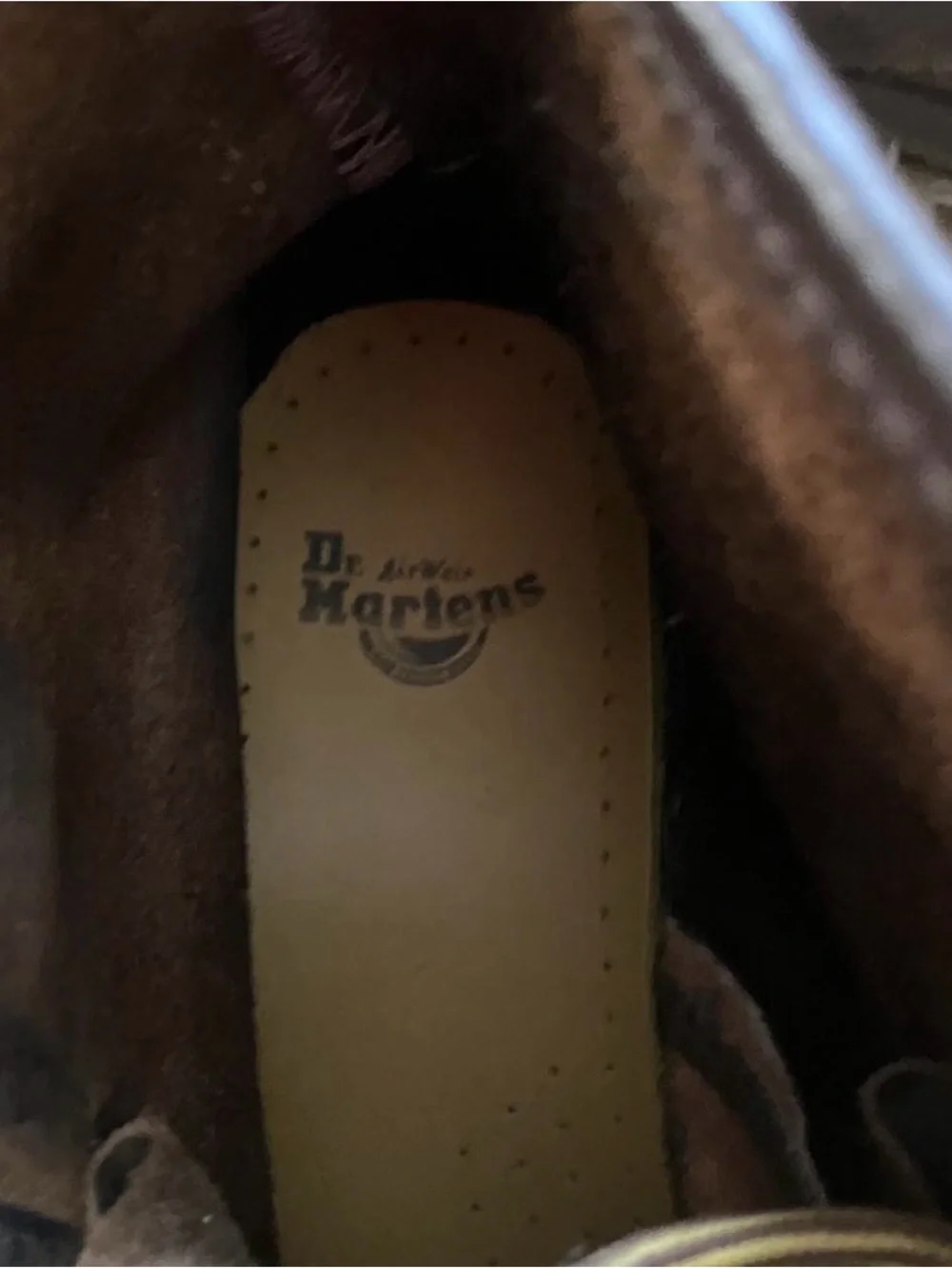 Dr. Martens 1460 Crazy Horse leather brown boots with yellow laces